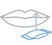 Place SNØ under your upper lip.